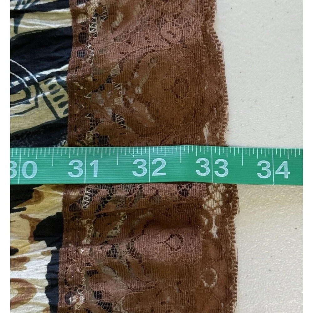 La Cera Women’s Boho Patchwork Animal Print Hippie Gypsy Tiered Maxi Skirt Sz Lg
